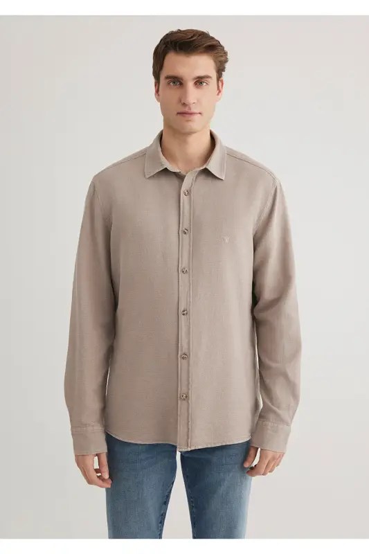 Bej Ko'ylak Standart 0211461-80697-Bej - 5