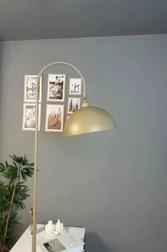 Bej Lambader Modern Dekoratif Metal Oturma Odası Çalışma Odası Zemin Lambası-Bej - 5