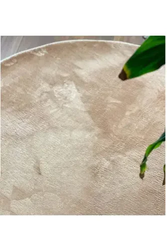 Bej Lyuks Raschel Taglik Yuviladigan Toyilmaydigan Taglik Dumaloq Yumshoq Gilam Gilamcha - Bej - RASCHEL CARPET (1)