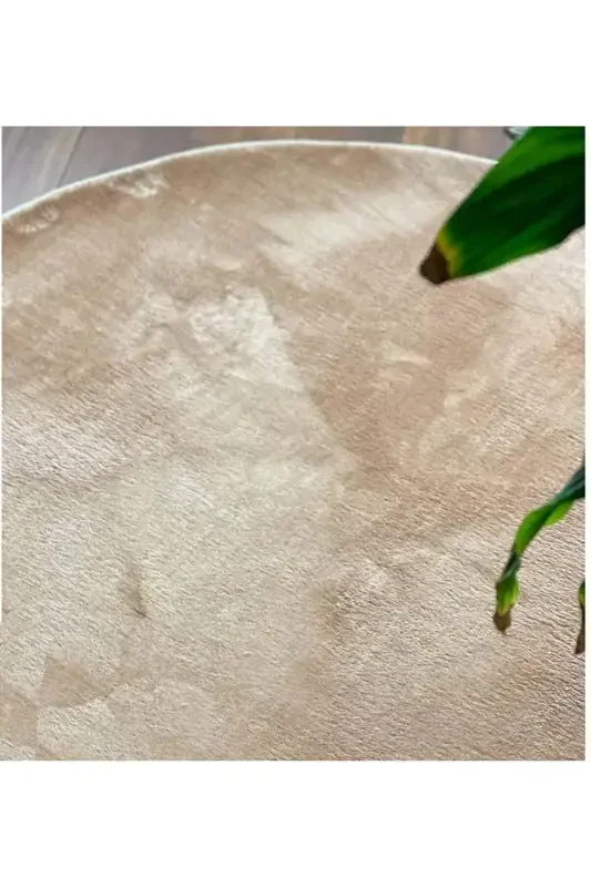 Bej Lyuks Raschel Taglik Yuviladigan Toyilmaydigan Taglik Dumaloq Yumshoq Gilam Gilamcha - Bej - 2