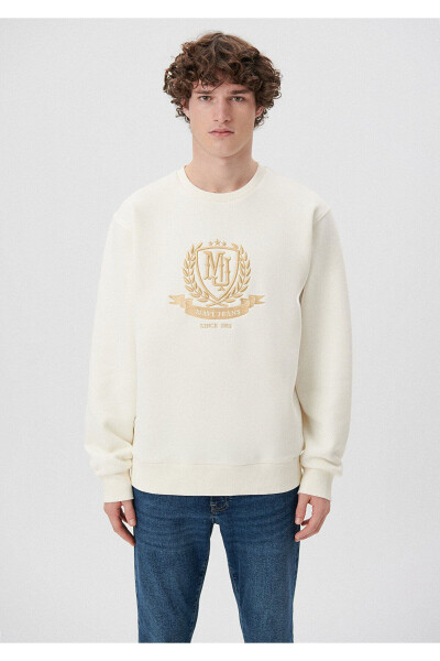 Bej, nakışlı sweatshirt (0S10130-80194) - 3