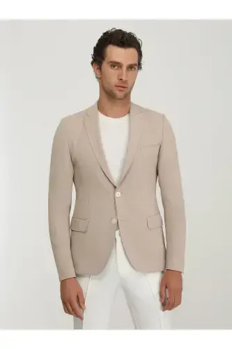 Bej Oddiy Slim Fit Ko'ylagi - KIP (1)