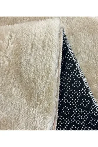 Bej Oval Post Gilam Peluş Yumshoq Sirpanmaydigan Dot Taban Antibakterial-Bej - VILA NOVA HOME (1)