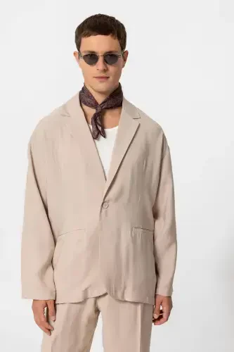 Bej Oversize Astarsız Erkak Blazer Ko'ylagi-Bej - 1