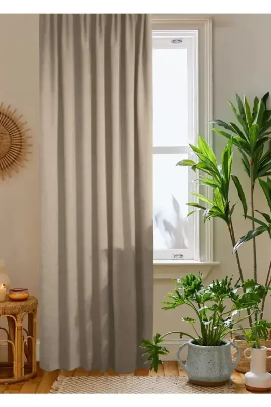 Bej Petek Kadife Dokulu Fon Perde Düz Dikişli Ekstrafor Büzgü 1.sınıf Kalite-Bej - HOME COLOR HOME