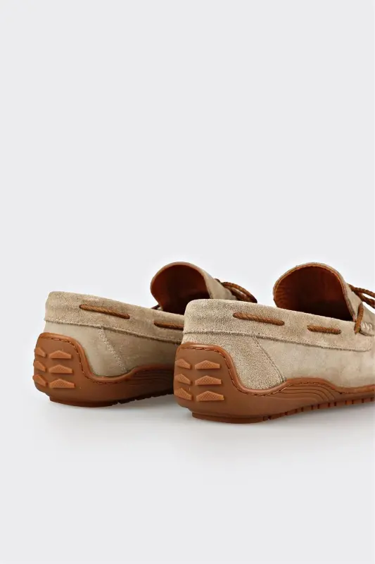 Bej rangli charm erkaklar kundalik poyabzali - 5