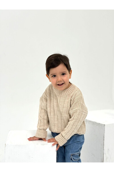 Bej Rangli Oddiy To'qish Qalin Ipdan Tug'ilgan Chaqaloq/Bola Triko Ko'ylagi (Aniq Yoshni Ko'rsating) - EYC BABY