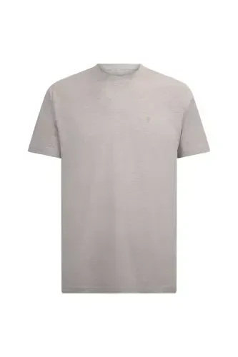 Bej Regular Fit Bisiklet Yaka Pamuklu Basic Tişört-Bej01 - 1