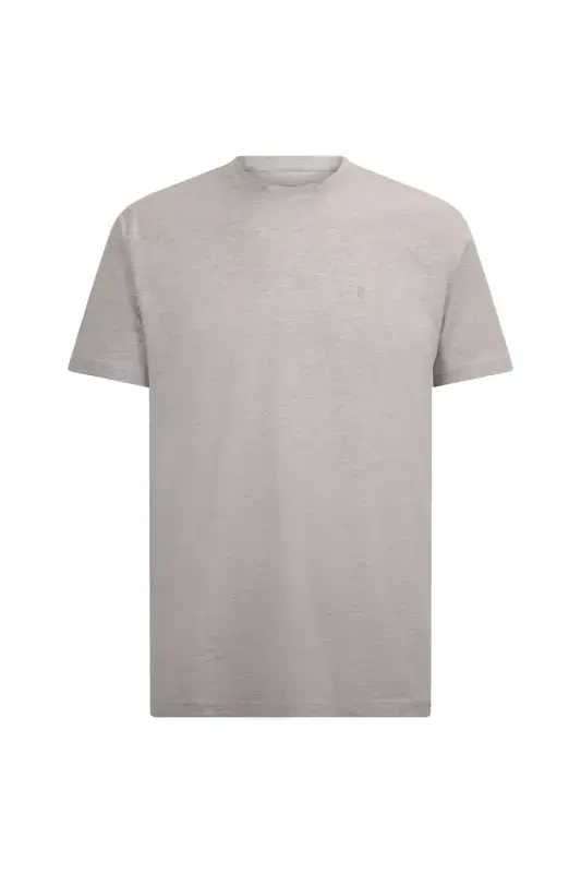 Bej Regular Fit Bisiklet Yaka Pamuklu Basic Tişört-Bej01 - 1