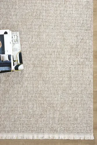Bej Saçaklı Modern Dokuma Halı Salon Oturma Odası Yatak Odası Koridor Halısı Yolluk Bej-Bej - 4