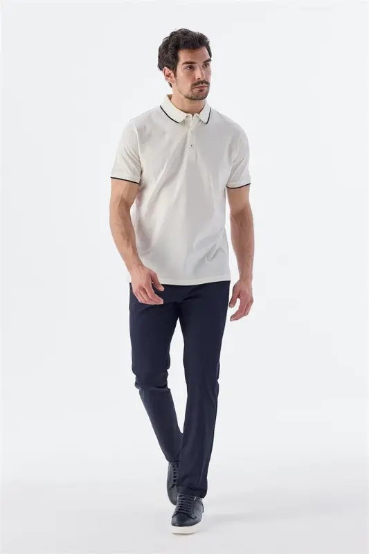 Bej Slim Fit %100 Pamuk Polo Yaka T-Shirt - JAKAMEN