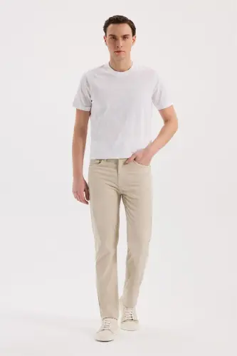 Bej Slim Fit 5 Cep Spor Pantolon 