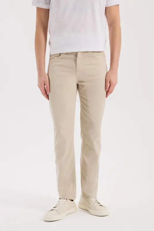 Bej Slim Fit 5 Cep Spor Pantolon - 2