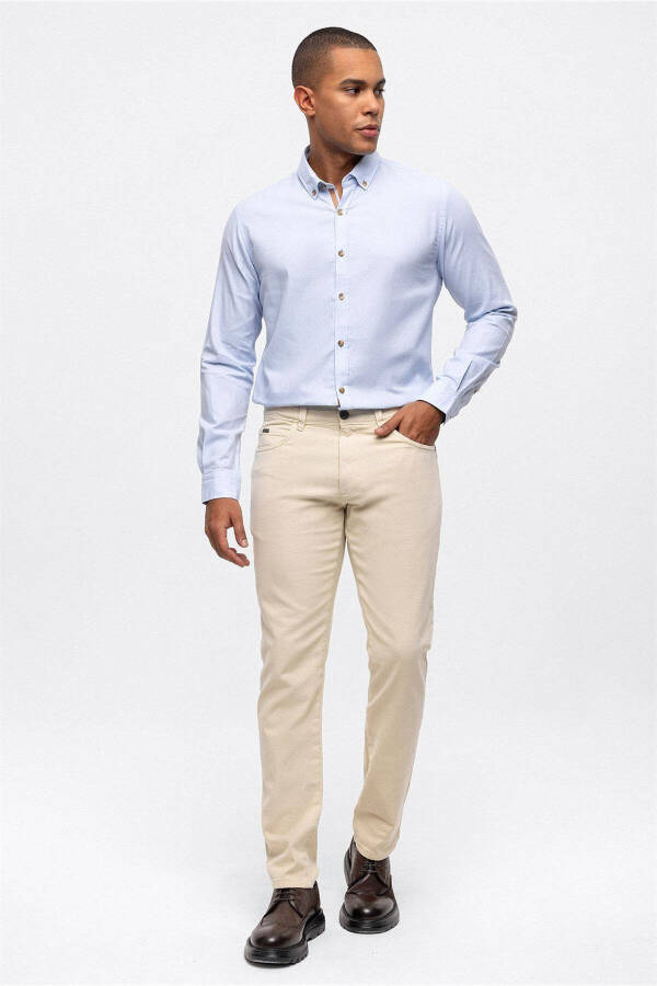 Bej Slim Fit 5 Cepli Pamuklu Chino Pantolon - 1