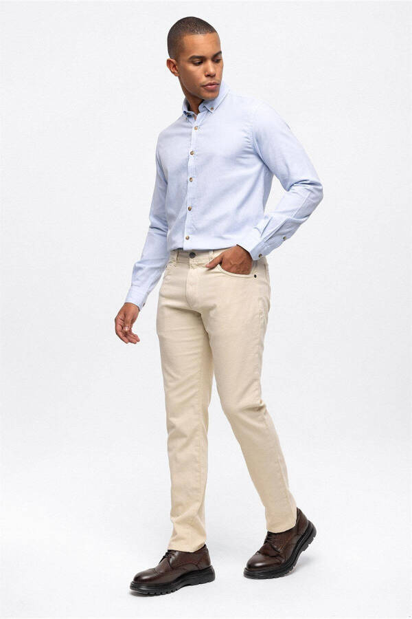 Bej Slim Fit 5 Cepli Pamuklu Chino Pantolon - 2