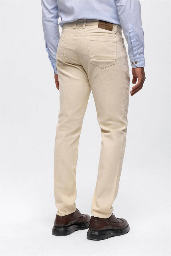 Bej Slim Fit 5 Cepli Pamuklu Chino Pantolon - 8