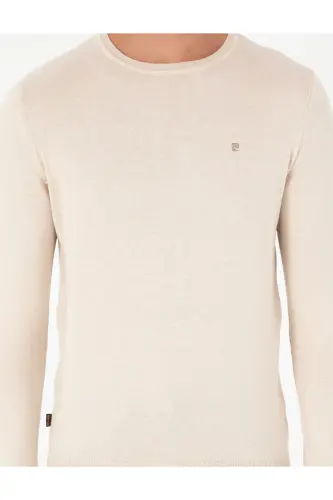 Bej Slim Fit Bisiklet Yaka Basic Triko Kazak 50296621-VR011 - Bej - 6