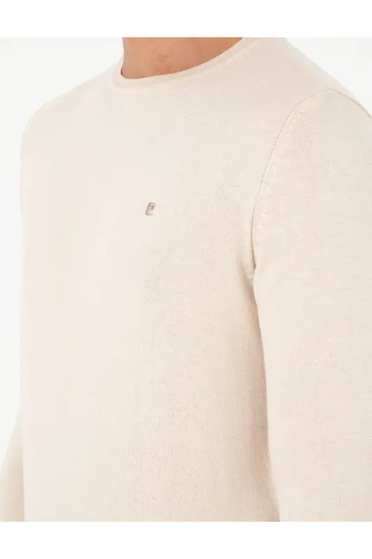 Bej Slim Fit Bisiklet Yaka Basic Triko Kazak 50296621-VR011 - Bej - 7
