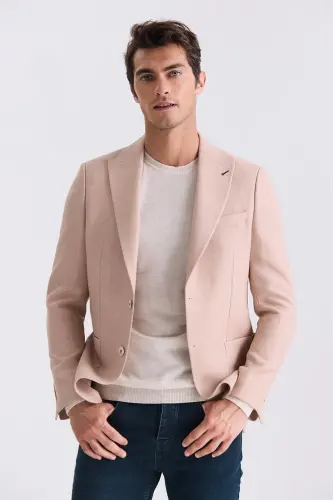 Bej Slim Fit Bogʻli Yozgi Sport Kurtkasi 