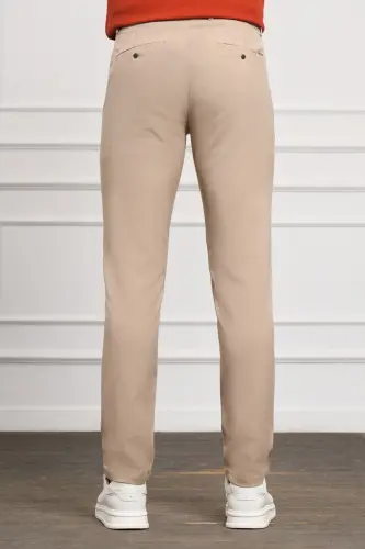 Bej Slim Fit Dar Kesim Yan Cep Bağcıklı Jogger Erkek Pantolon - Bej - 3