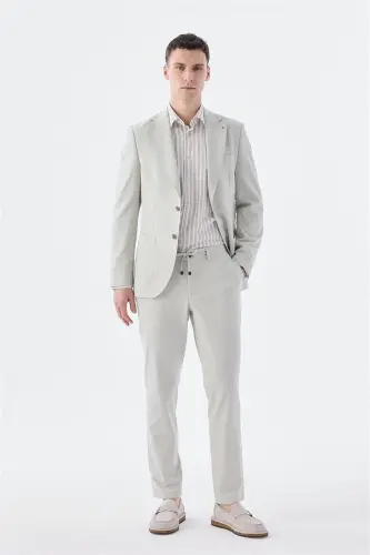 Bej Slim Fit Elastik Matodan Sport Kostyum - 1