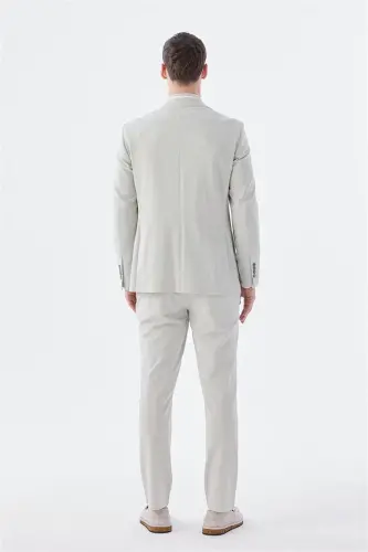 Bej Slim Fit Elastik Matodan Sport Kostyum - 4