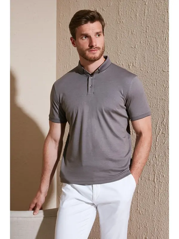 Bej Slim Fit Polo Yaka Kısa Kollu Erkek Tişört 646r1000-Bej - 1