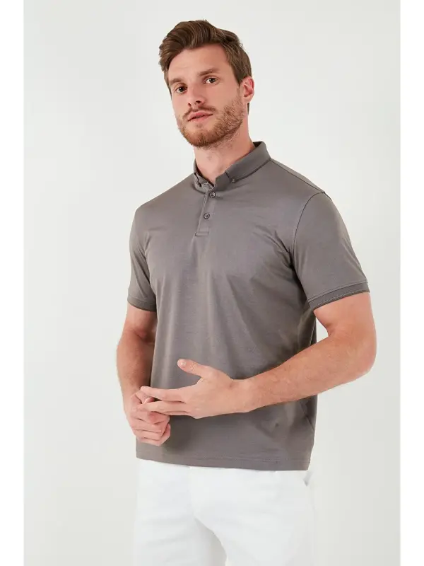 Bej Slim Fit Polo Yaka Kısa Kollu Erkek Tişört 646r1000-Bej - 2