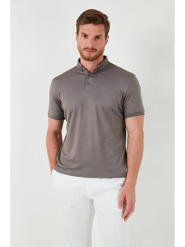 Bej Slim Fit Polo Yaka Kısa Kollu Erkek Tişört 646r1000-Bej - 3