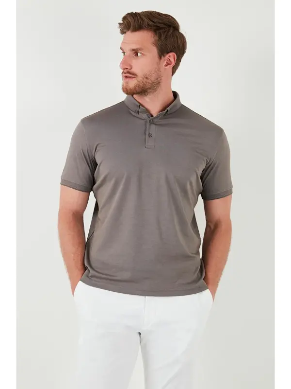Bej Slim Fit Polo Yaka Kısa Kollu Erkek Tişört 646r1000-Bej - 4