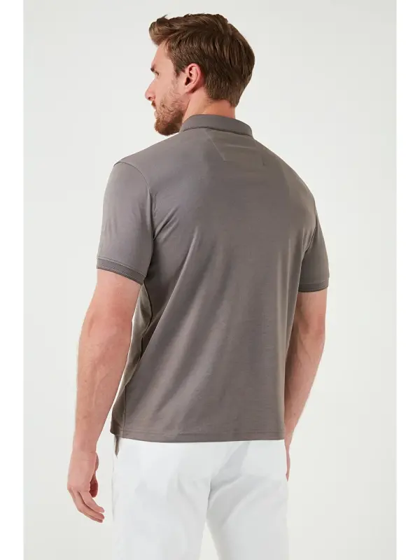 Bej Slim Fit Polo Yaka Kısa Kollu Erkek Tişört 646r1000-Bej - 6