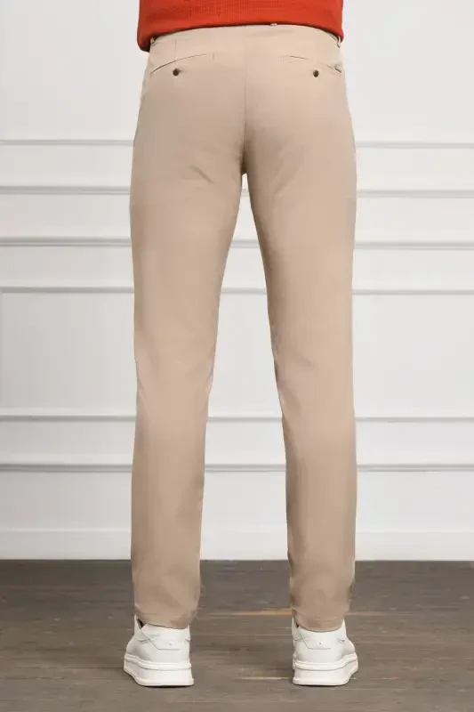 Bej Slim Fit Tor Kiyimli Yon карман Bog'ichli Jogger Erkak Shim - 3