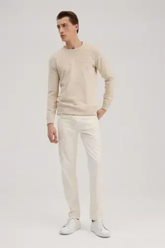 Bej Slim Fit Velosiped Yoqali Trikotaj - JAKAMEN (1)