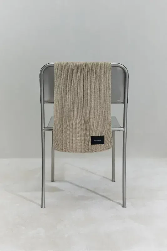 Bej tekis o'rilgan trikotaj sharf-Bej - 2