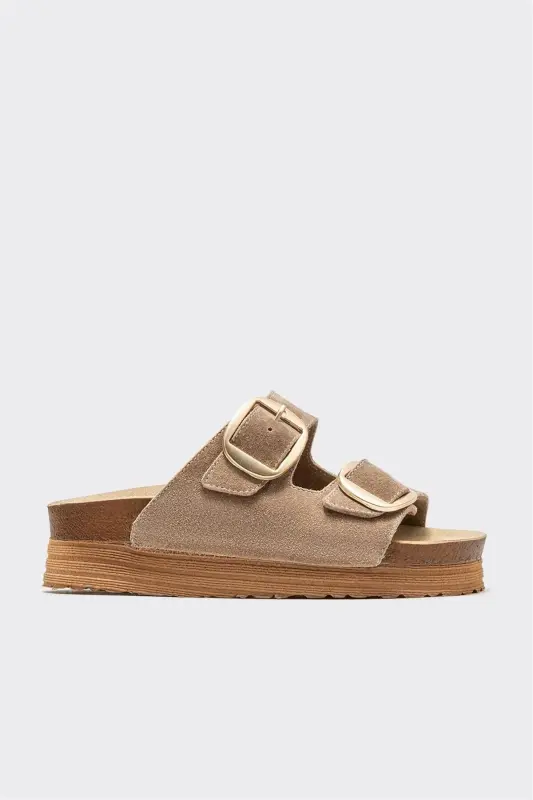 Bej Teri Ayollar Oyoq Kiyimi - ELLE SHOES