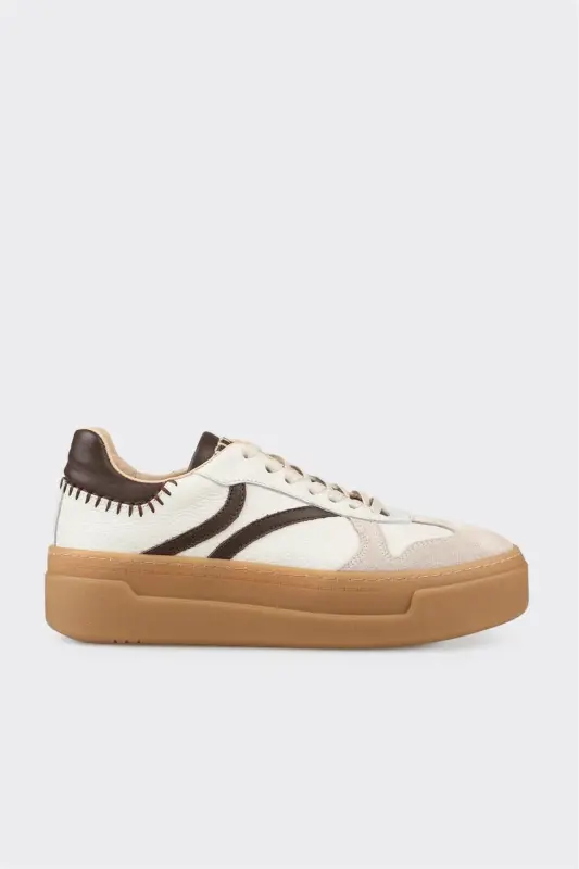 Bej Teri Ayollar Sport Oyoq Kiyimi-Bej - ELLE SHOES