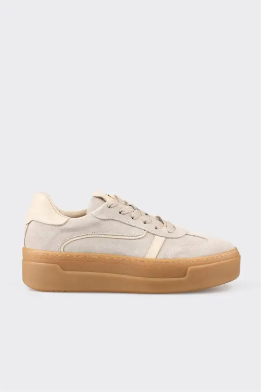 Bej Teri Ayollar Sport Oyoq Kiyimi-Bej - ELLE SHOES