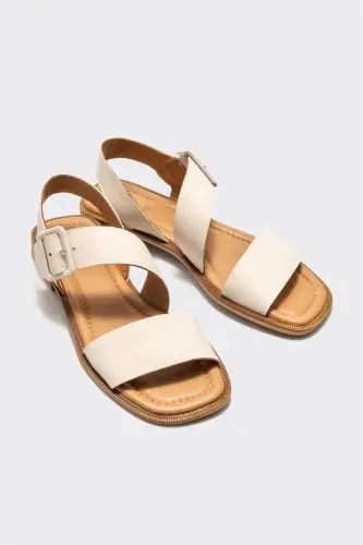 Bej Teri Ayollar Yassi Sandal - ELLE SHOES (1)