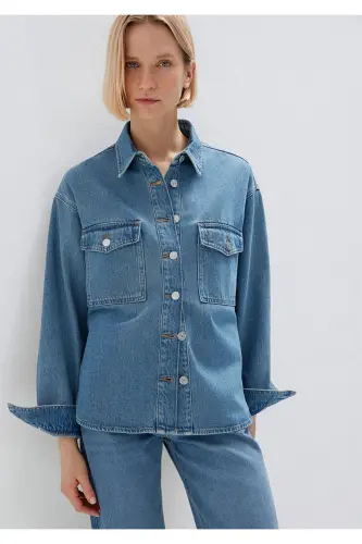 Bekka Classic Denim Indigo Si Jean Shirt Boyfrien - 3