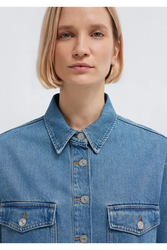 Bekka Classic Denim Indigo Si Jean Shirt Boyfrien - 7