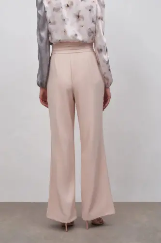 Bel Detaylı Cepli Pantolon - Bej-BEJ - 5