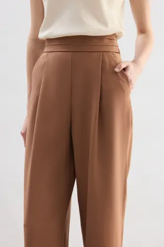 Bel Detaylı Cepli Pantolon - Camel - CAMEL - 5