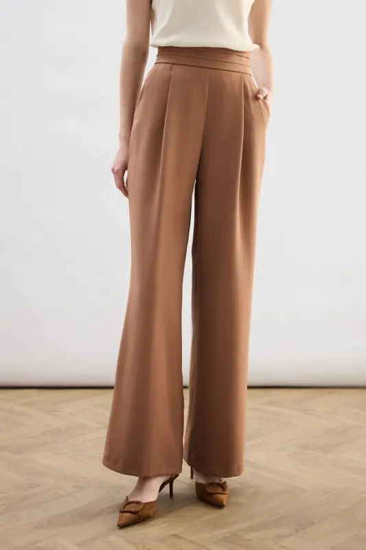 Bel Detaylı Cepli Pantolon - Camel - CAMEL - 6