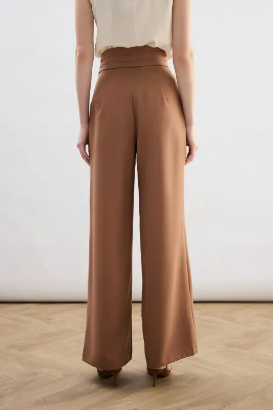 Bel Detaylı Cepli Pantolon - Camel - CAMEL - 7