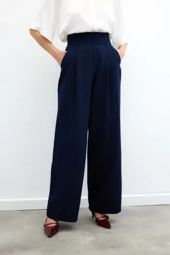 Bel Detaylı Cepli Pantolon - Lacivert-LACİVERT - 7