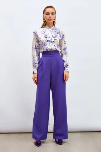 Bel Detaylı Cepli Pantolon - Mor - MOR - SATEEN (1)