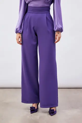 Bel Detaylı Cepli Pantolon - Mor - MOR - 4