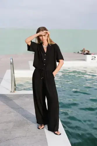 BEL ELASTIK KENG PAGON PANTALON-Qora - 4