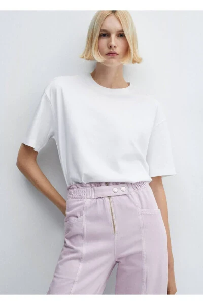 Bel qismi elastik Slouchy jinsi shimlar - 7