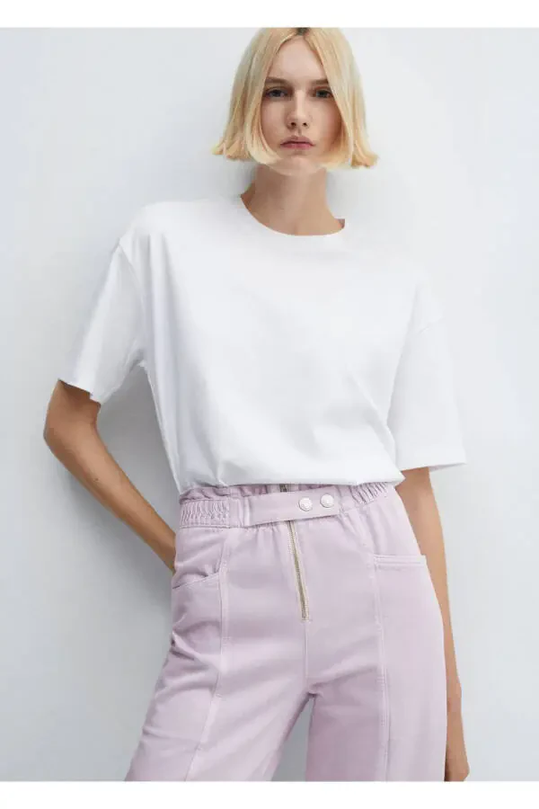 Bel qismi elastik Slouchy jinsi shimlar - 7